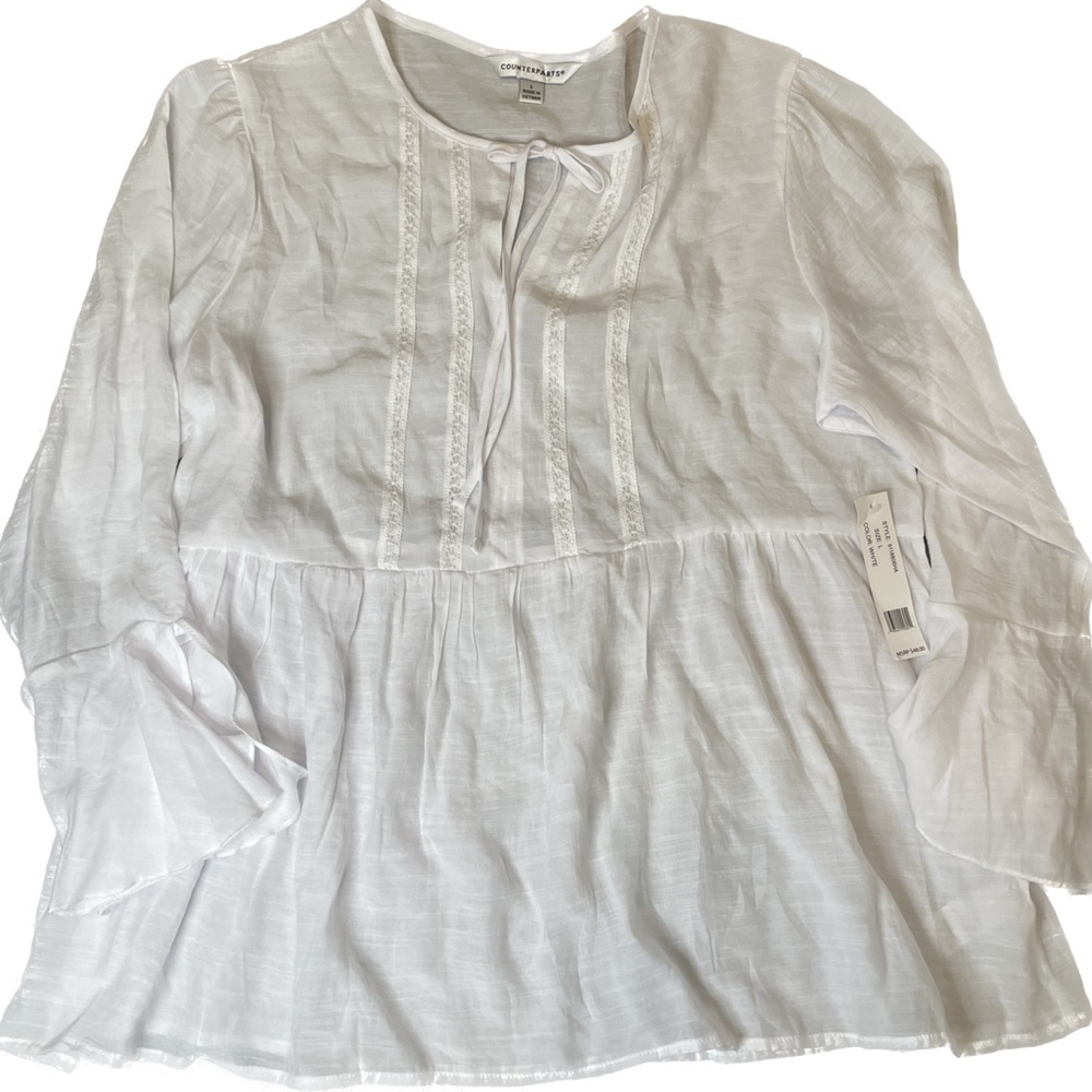 Nwt White Flowy Shirt